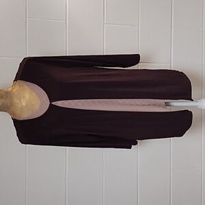 Chico's Travelers 16 Plum Burgundy Jacket Slinky Open Front 3/4 Sleeve Comfy